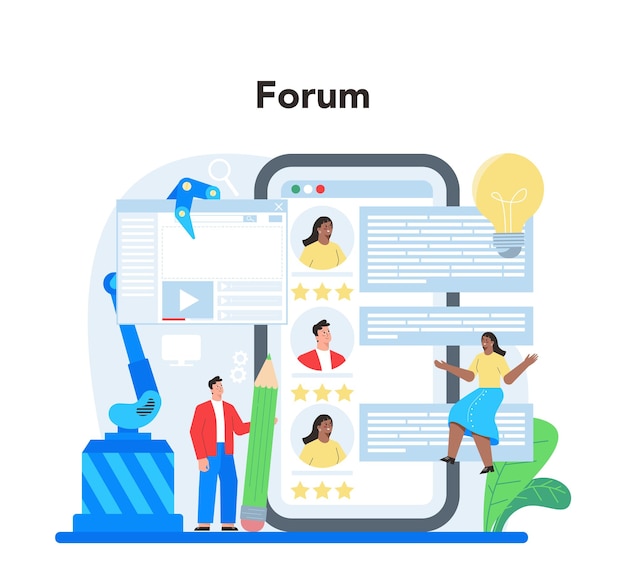 Free Vector frontend development online service or platform website interface design improvement web page programming coding and testing online forum isolated flat vector illustration