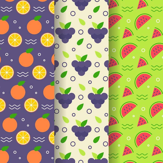 Free Vector fruits pattern pack