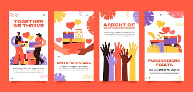 Free Vector fundraising event instagram stories
