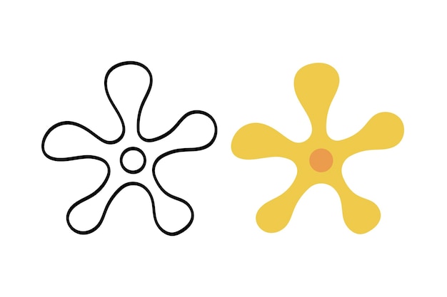 Free Vector funky style flower outline and flat