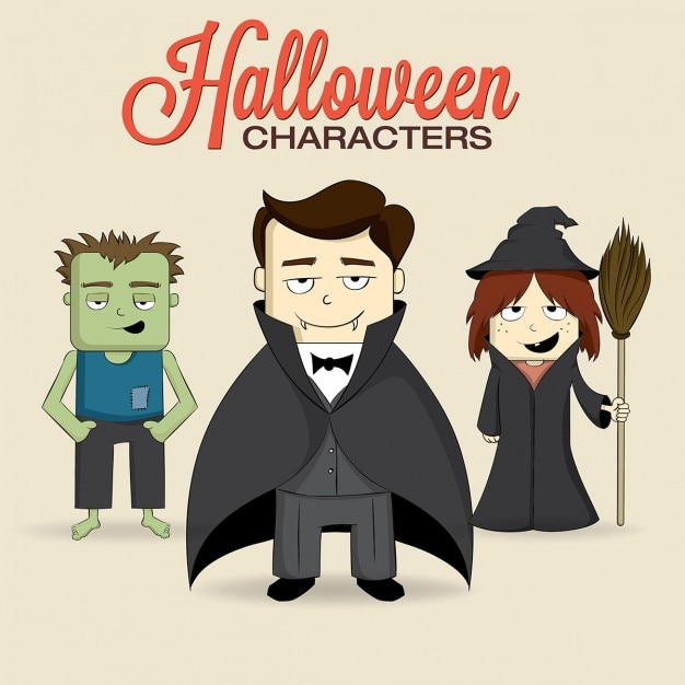 Free Vector funny characters for halloween