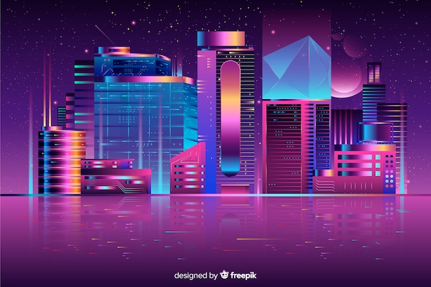 Free Vector futuristic night city background