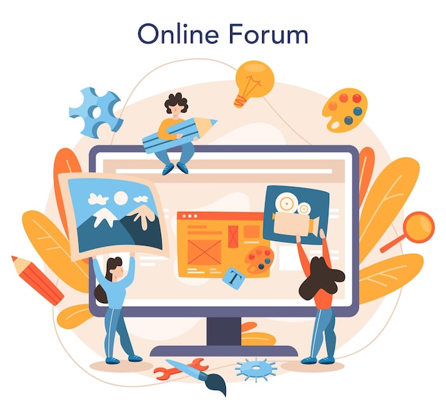 Free Vector game development online service or platform creative process of a computer video game design programming and codding online forum flat vector illustration