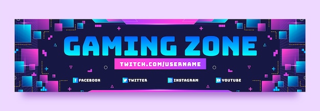 Free Vector gaming twitch banner template design