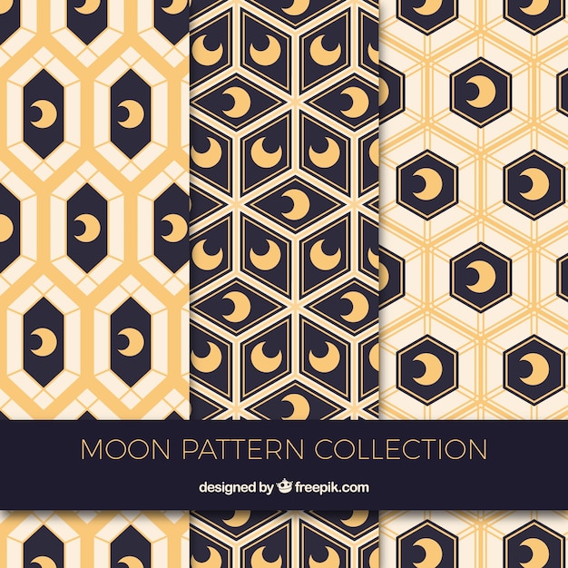 Free Vector geometric patterns with decorative moons