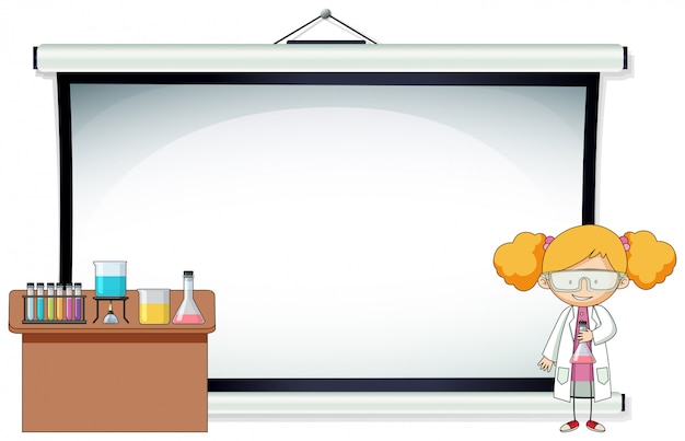 Free Vector a girl with blank projector