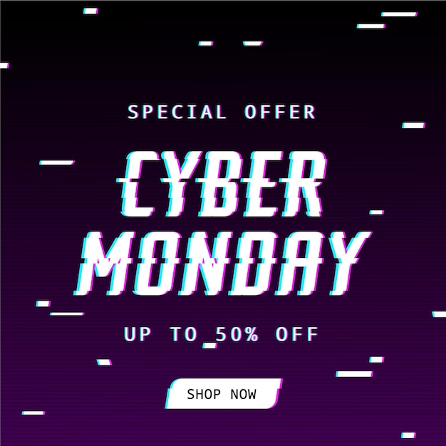 Free Vector glitch cyber monday concept