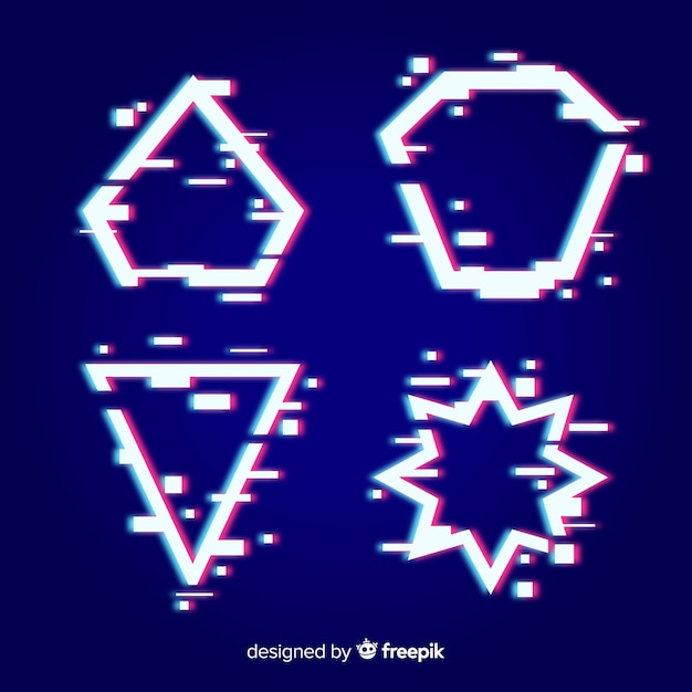 Free Vector glitch geometric shape collection