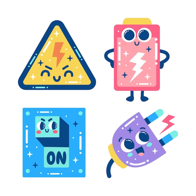 Free Vector glitzy design of energy stickers