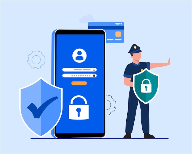 Free Vector global data security, personal data security, cyber data security online concept illustration, internet security or information privacy & protection.