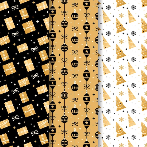 Free Vector golden christmas pattern collection