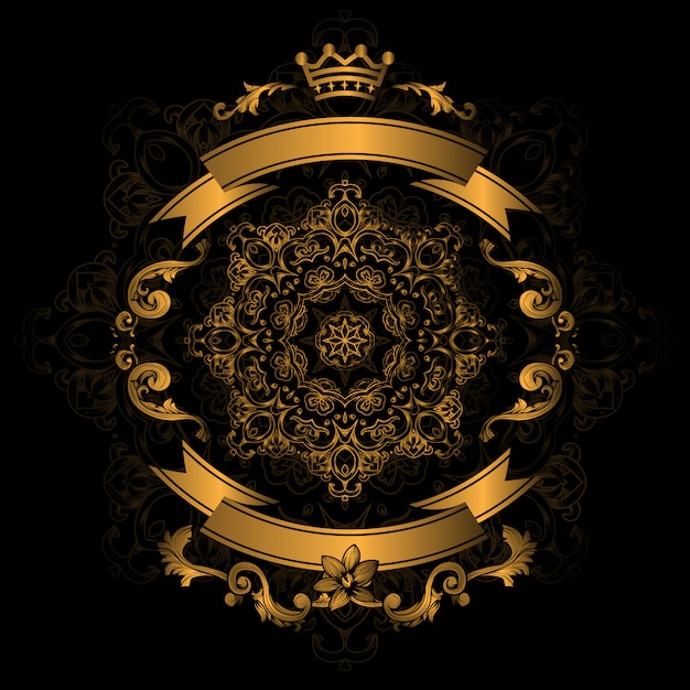 Free Vector golden ornamental design on black background