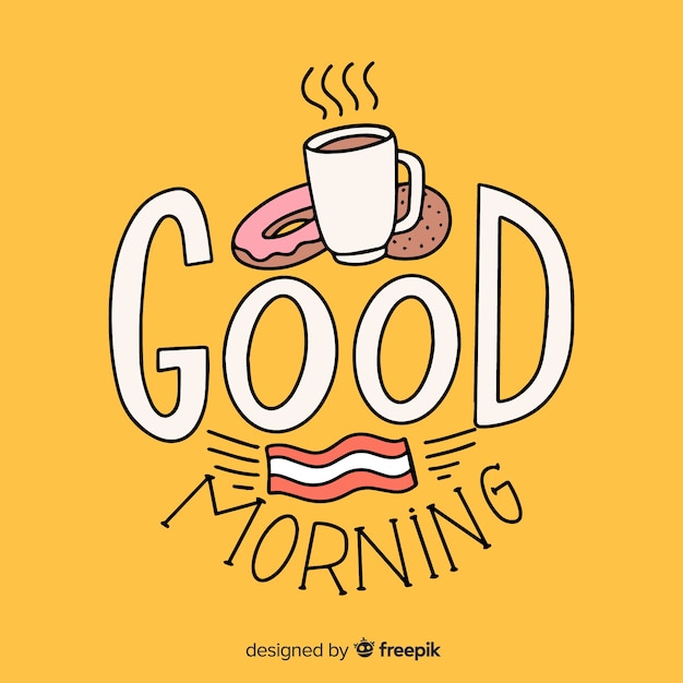 Free Vector good morning lettering background hand drawn style