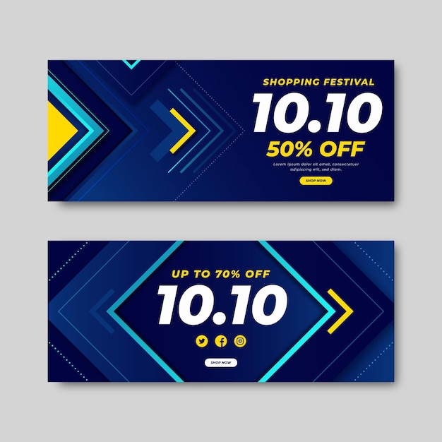 Free Vector gradient 10.10 horizontal banners set