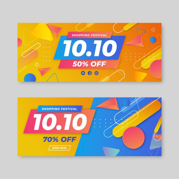 Free Vector gradient 10.10 horizontal banners set