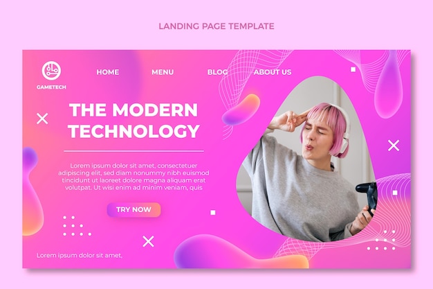 Free Vector gradient abstract fluid technology landing page