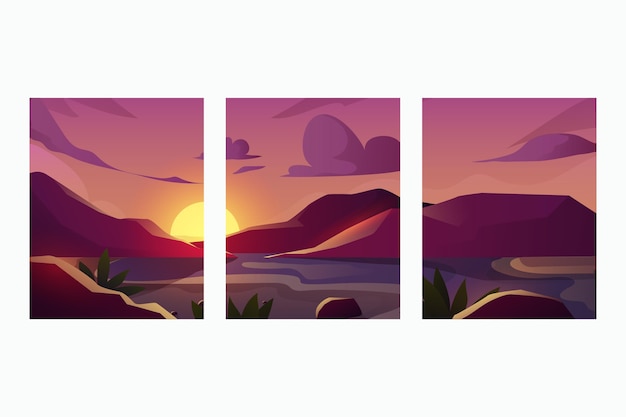 Free Vector gradient abstract landscape cover collection