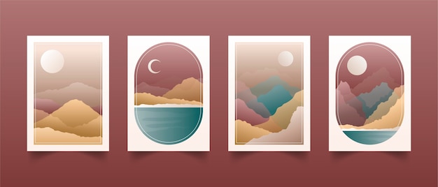 Free Vector gradient abstract landscape covers collection