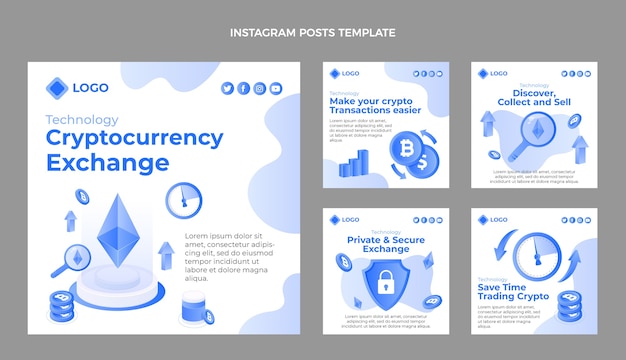 Free Vector gradient abstract technology instagram post collection