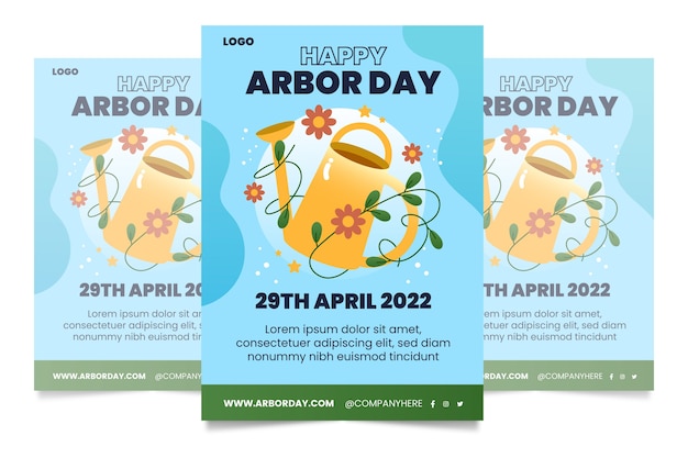 Free Vector gradient arbor day vertical poster template