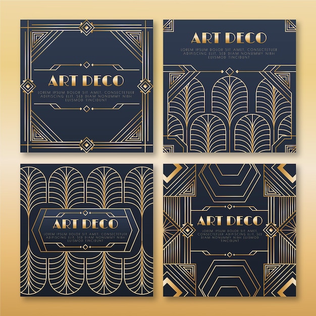 Free Vector gradient art deco instagram post collection