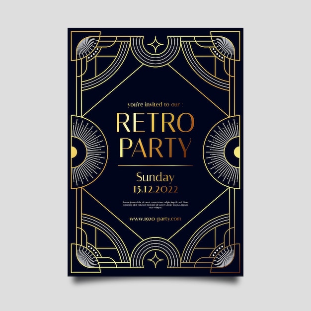 Free Vector gradient art deco retro party poster