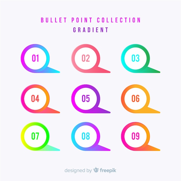 Free Vector gradient bullet point collection