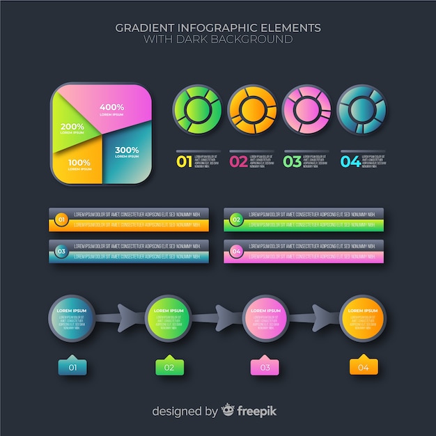 Free Vector gradient business infographics elements pack