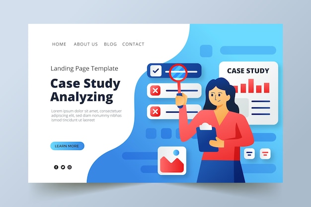 Free Vector gradient case study landing page