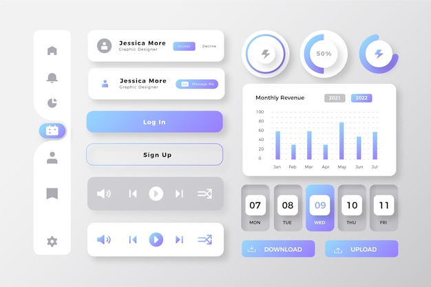 Free Vector gradient colored ui kit collection
