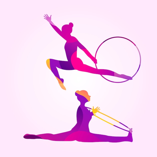 Free Vector gradient colorful gymnastics silhouette