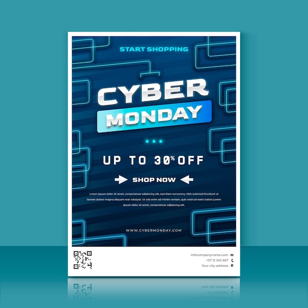 Free Vector gradient cyber monday vertical poster template