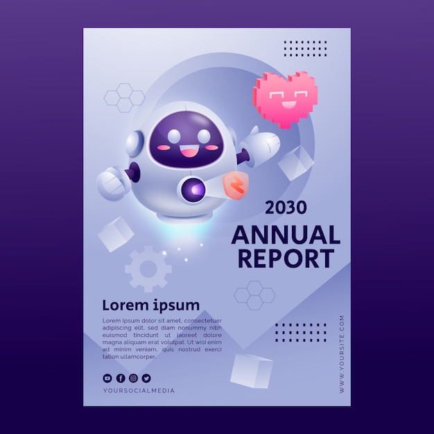 Free Vector gradient data privacy annual report template