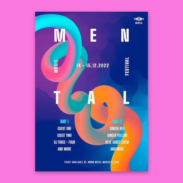 Free Vector gradient electronic music poster template