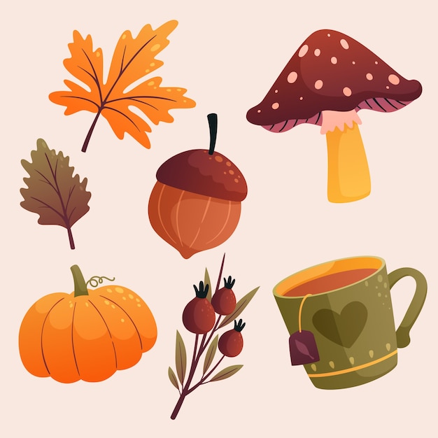 Free Vector gradient fall season elements collection