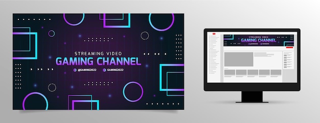 Free Vector gradient gaming streaming youtube channel art
