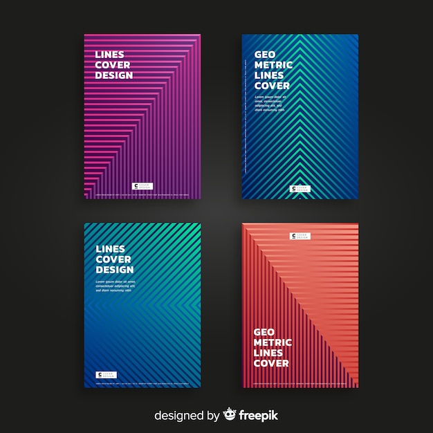 Free Vector gradient geometric lines brochure template collection