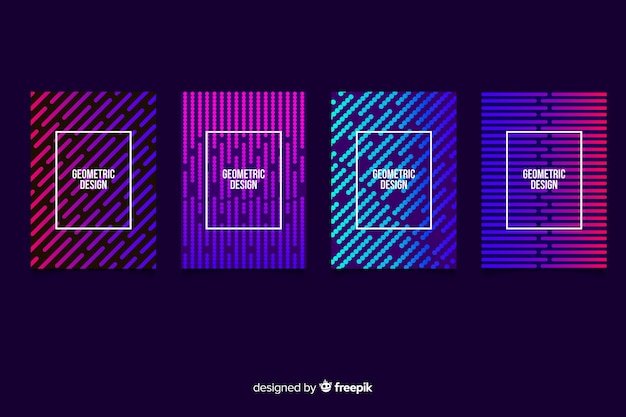 Free Vector gradient geometric lines brochure template collection