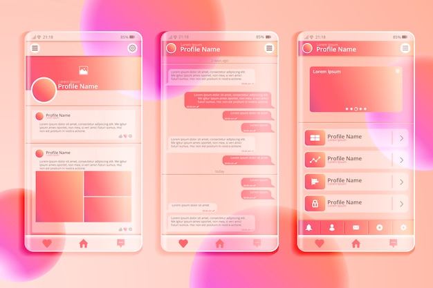 gradient glassmorphism mobile app template