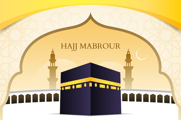 Free Vector gradient hajj background with mecca