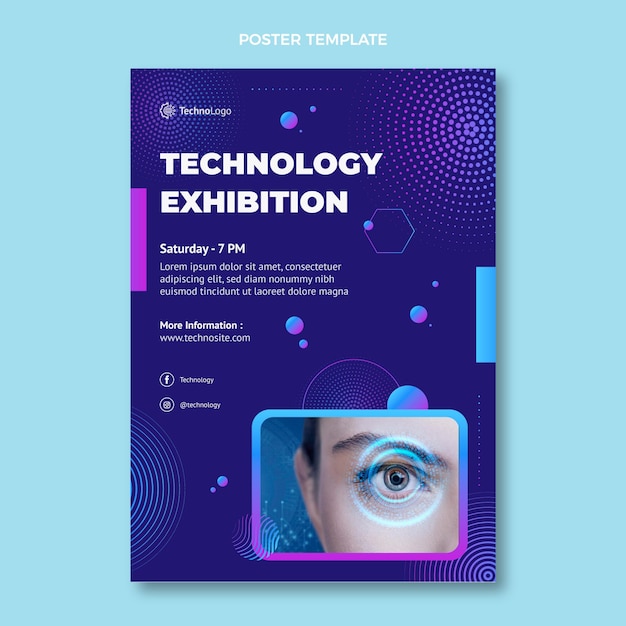 Free Vector gradient halftone technology poster