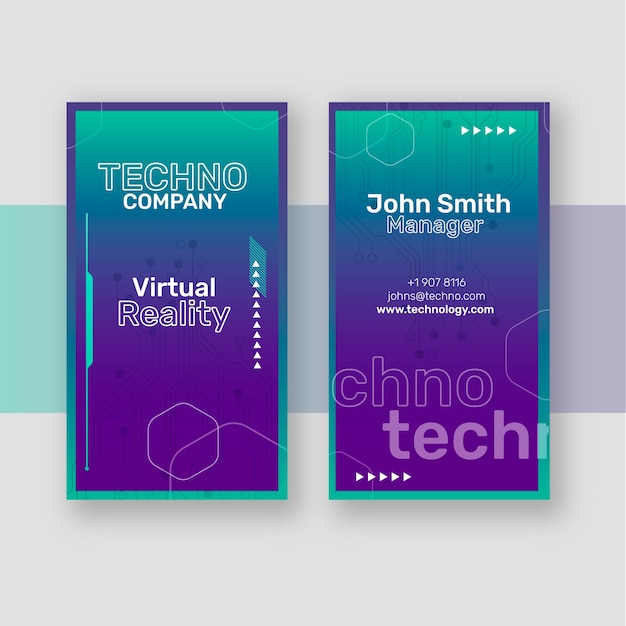 Free Vector gradient halftone technology vertical business card