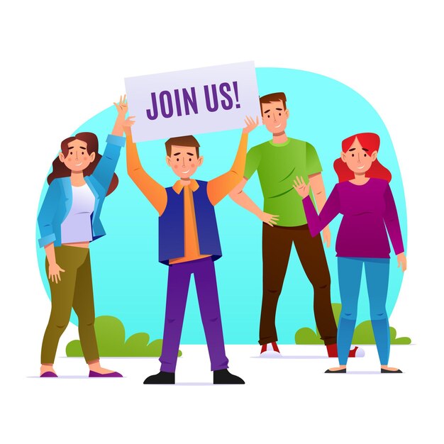 Free Vector gradient join us concept illustrated