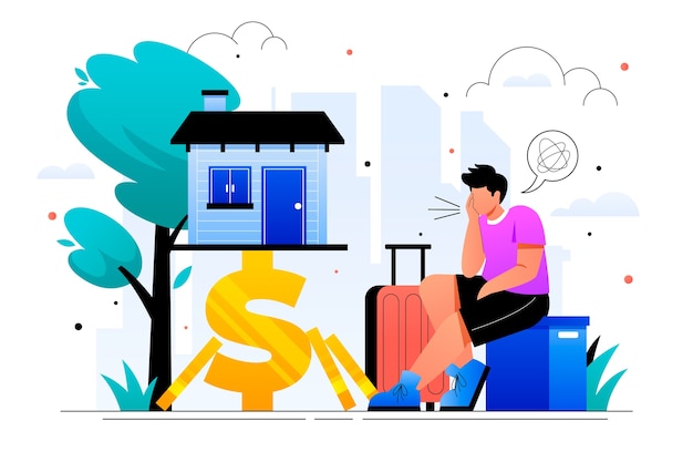 Free Vector gradient multigenerational home illustration