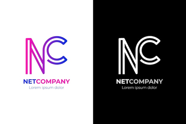 Free Vector gradient nc or cn logo template