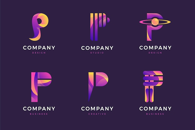 Free Vector gradient p logo collection
