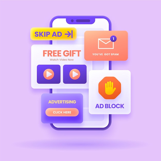 Free Vector gradient pop up ui and ux design