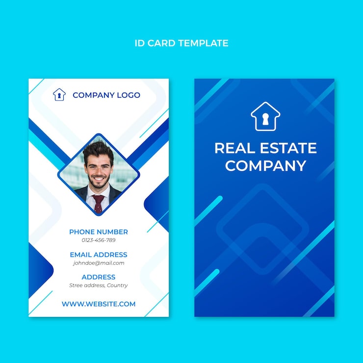 Free Vector gradient real estate id card template