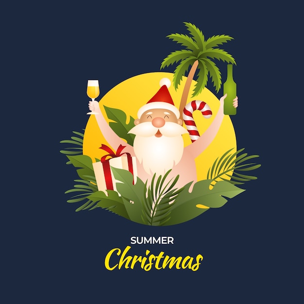 Free Vector gradient summer christmas illustration