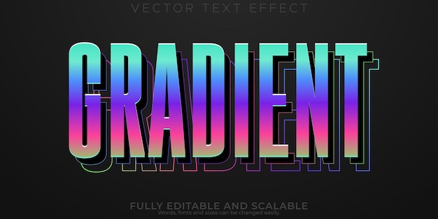 Free Vector gradient text effect editable design and colourful font style